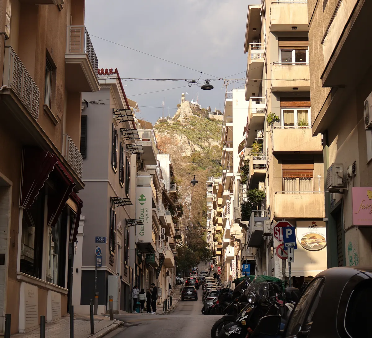 Lycabettus overlooking the streets of Athens