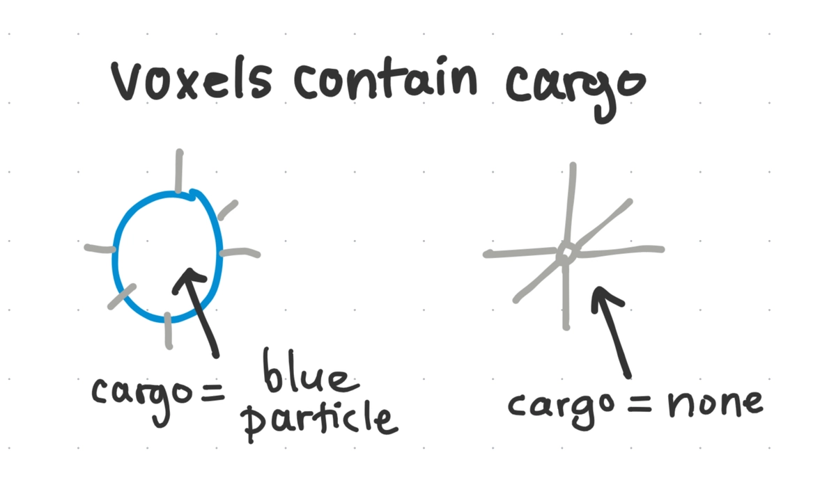 The voxel, with and without cargo.