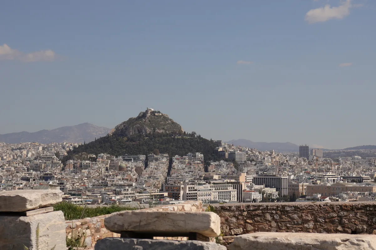 From the top of the hill, we could make out Mount Lycabettus