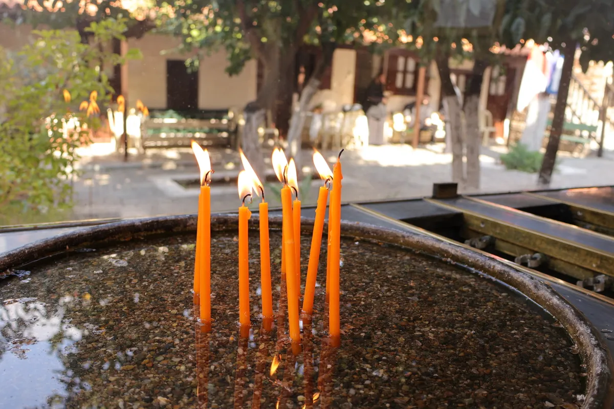 Newly lit candles