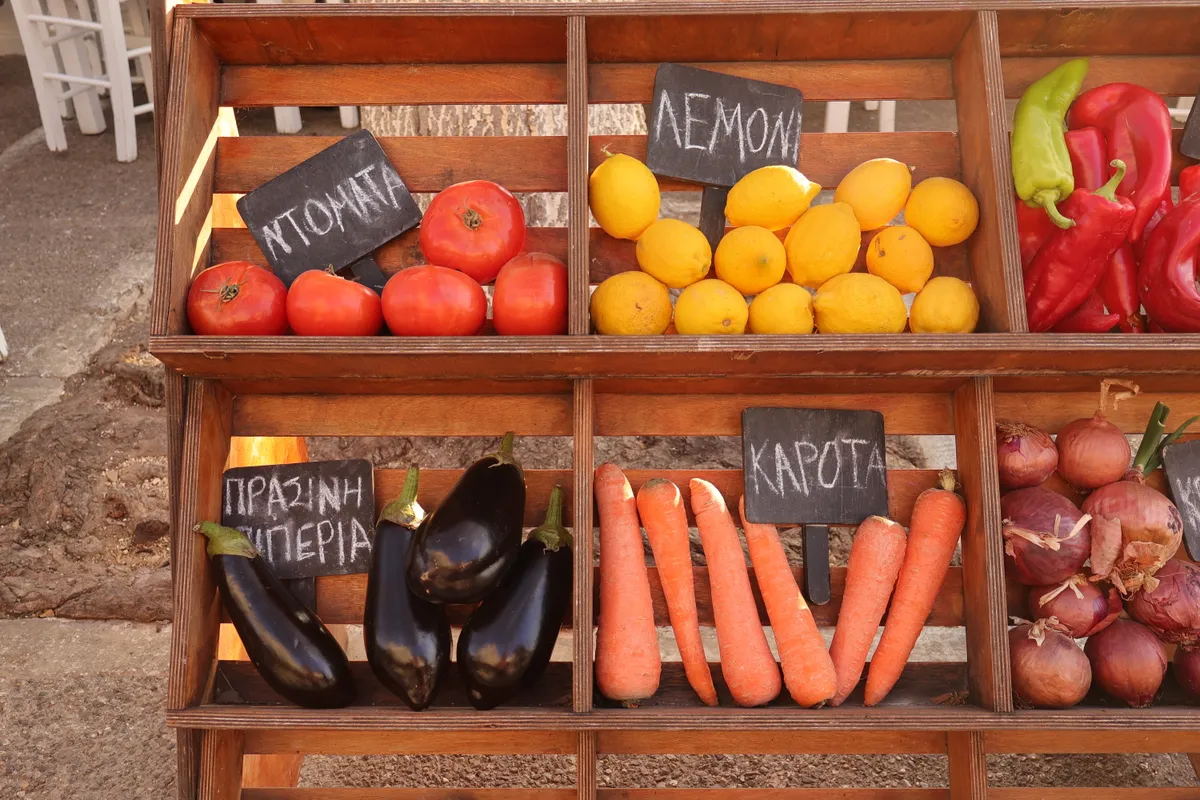 A nearby fruit stand